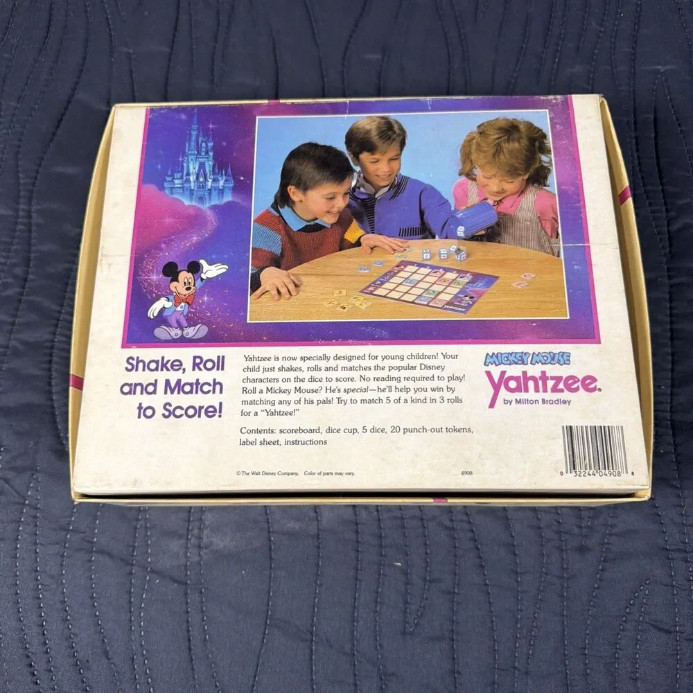 Vintage Mickey Mouse Yahtzee Game Milton Bradley MB Disney Complete? 1989
